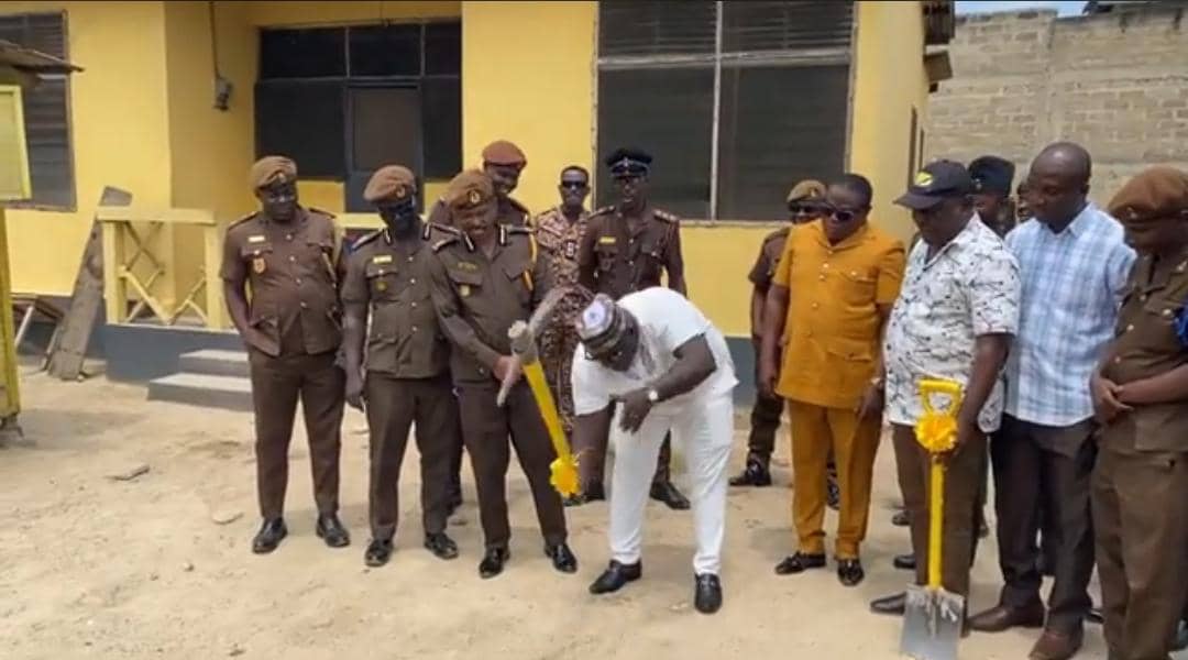 Effutu MCE Rev. Atta Mensah Cuts Sod for New Prison Skills Centre